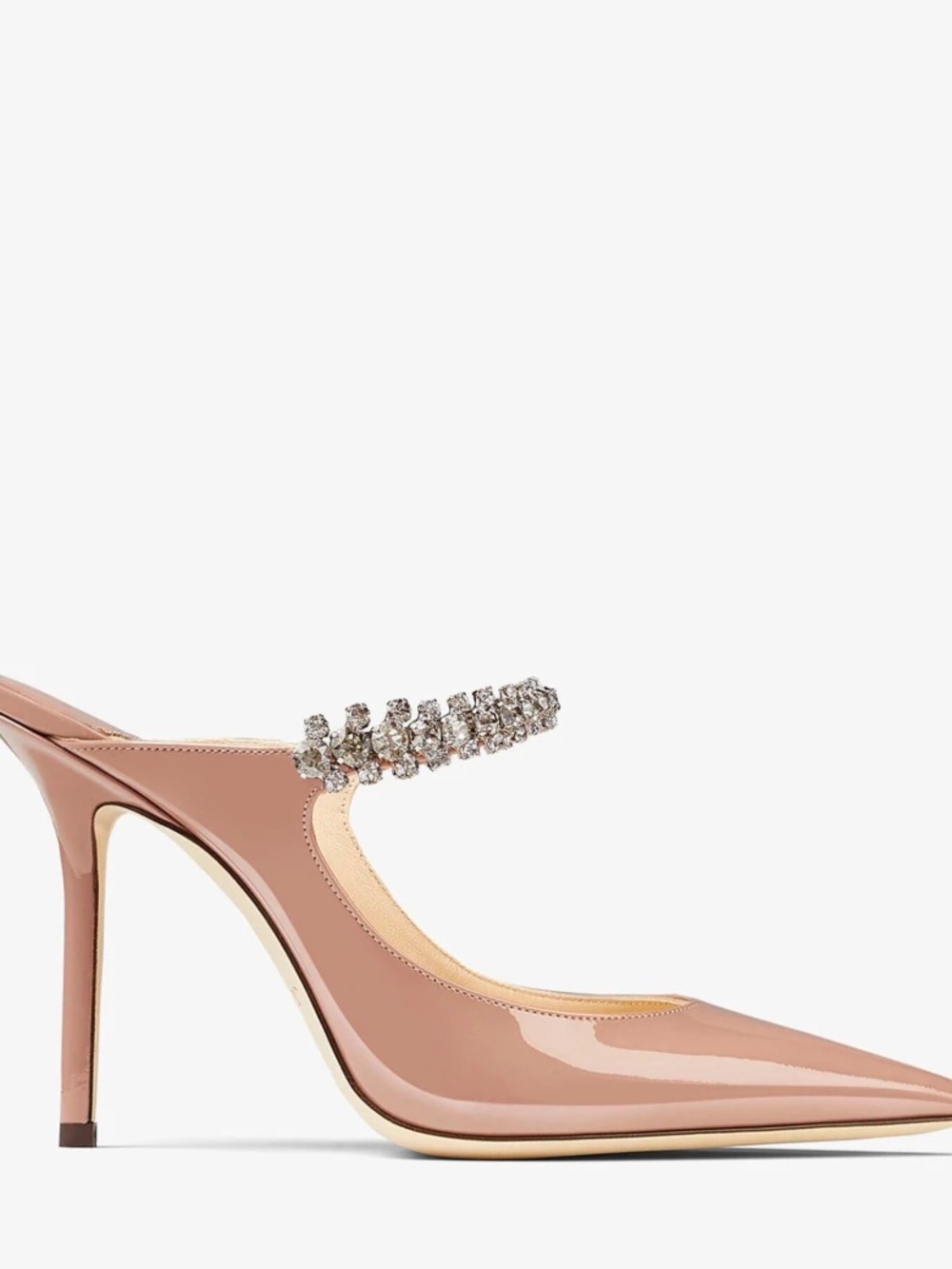 Bing 100
Ballet Pink Patent Leather Mules with Crystal Strap